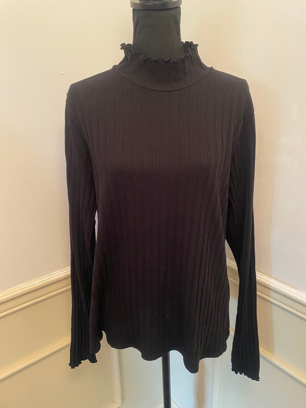 J.Crew Plus Size 2X Cotton Polyester Blend Casual Top Lettuce Edge Mock Neck